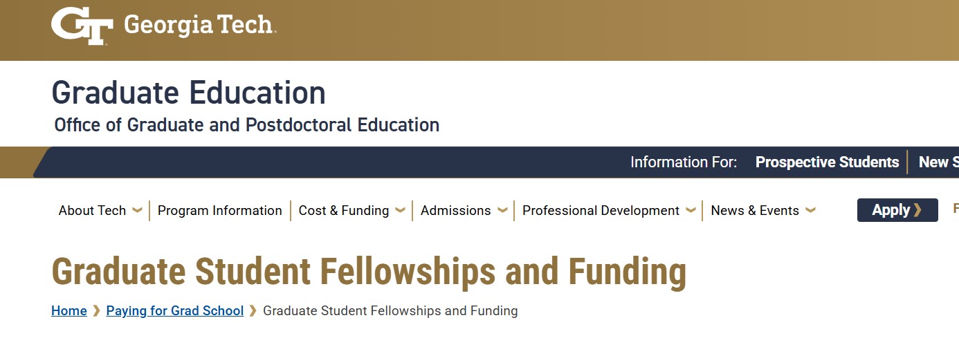Georgia Tech Graduate Student Fellowships and Funding 2027