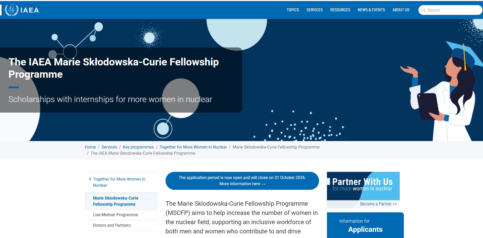 IAEA Marie Skłodowska-Curie Fellowship Programme 2027