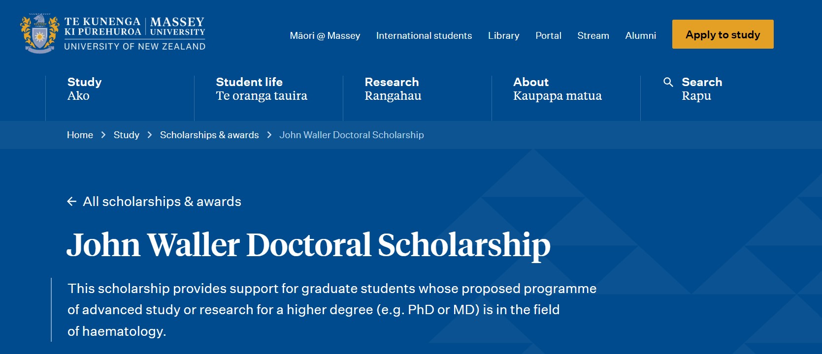 John Waller Doctoral Scholarship 2026