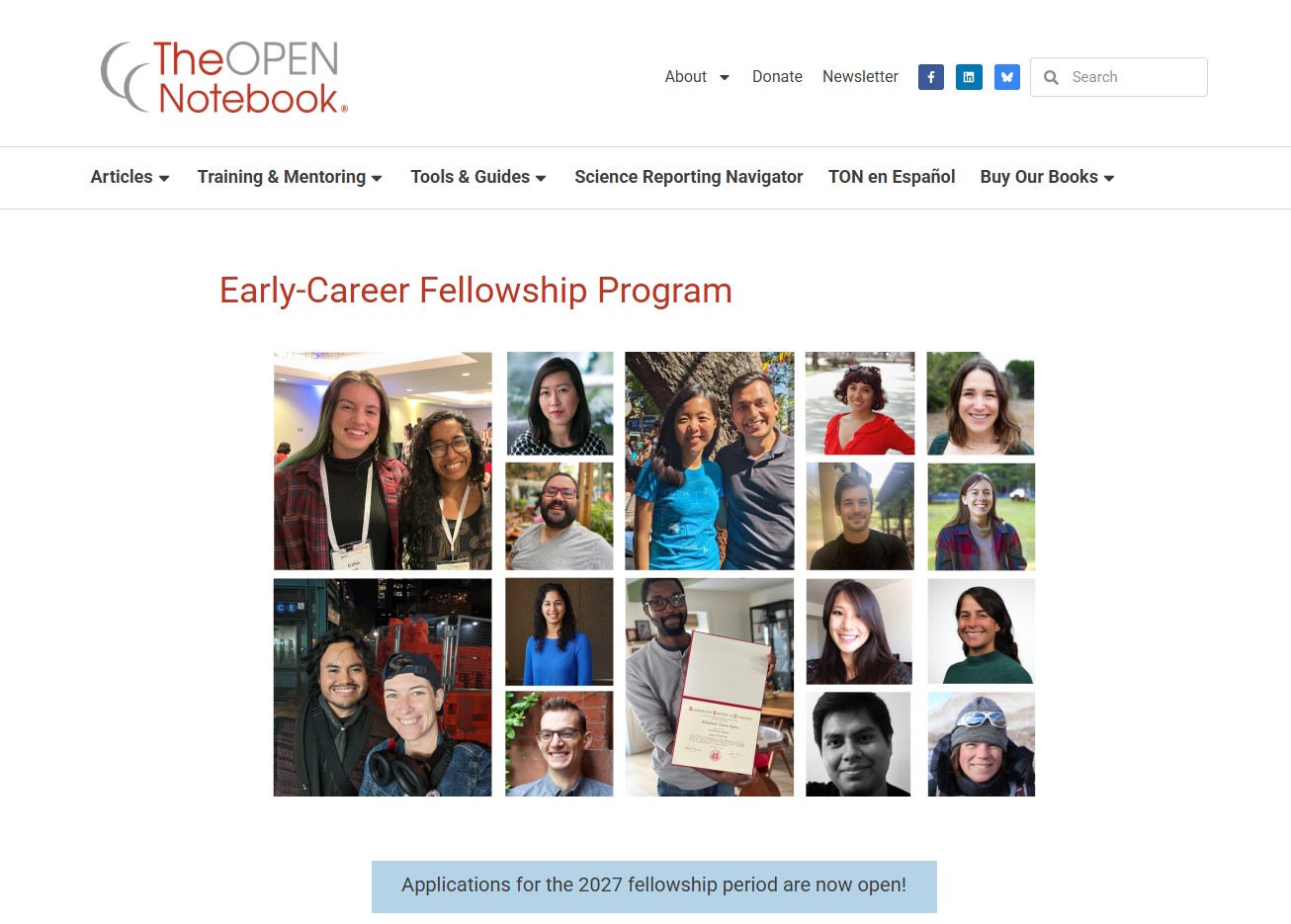 Open Notebook Early-Career Fellowship 2027