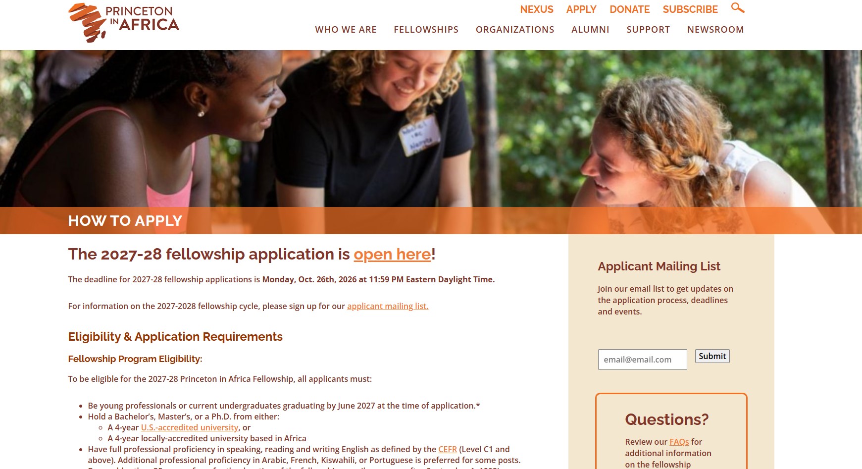 Princeton in Africa Fellowship 2027/2028
