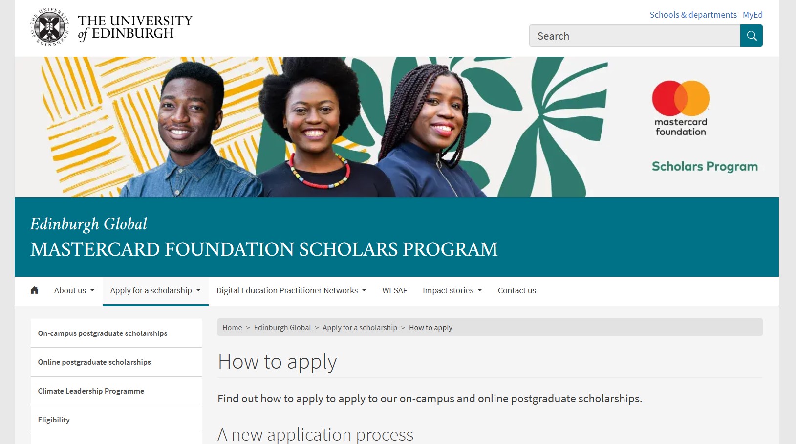 University of Edinburgh Mastercard Foundation Scholars Program 2027/28