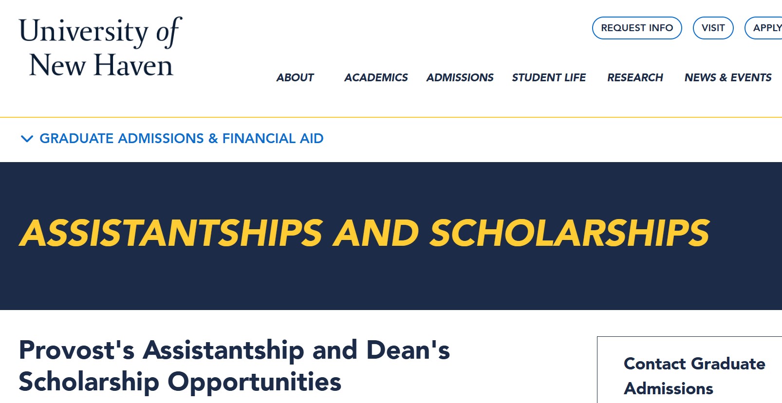 University of New Haven Provost’s Assistantship 2026