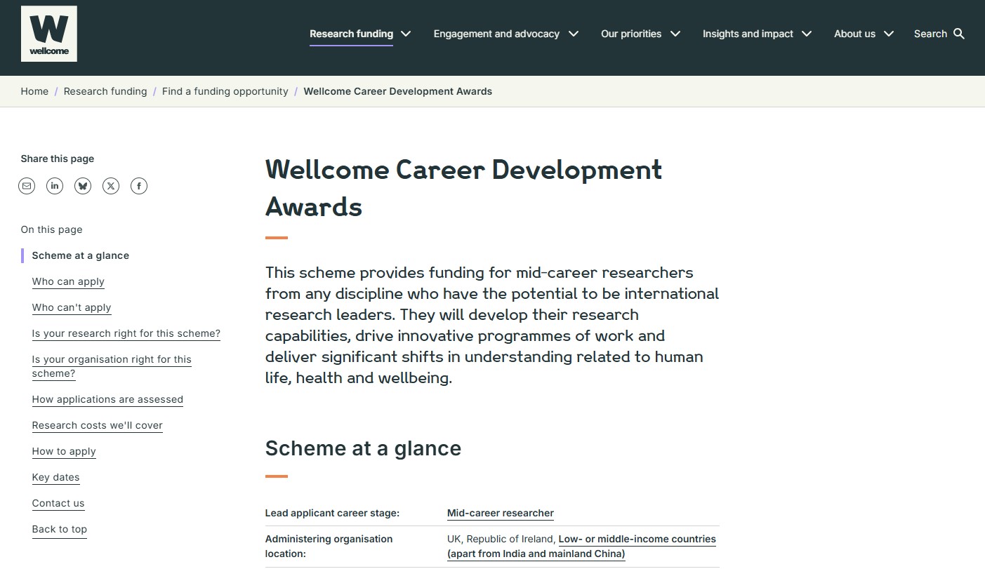 Wellcome Trust African Career Award in Health 2026