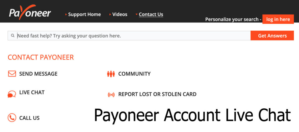 Payoneer Account Live Chat