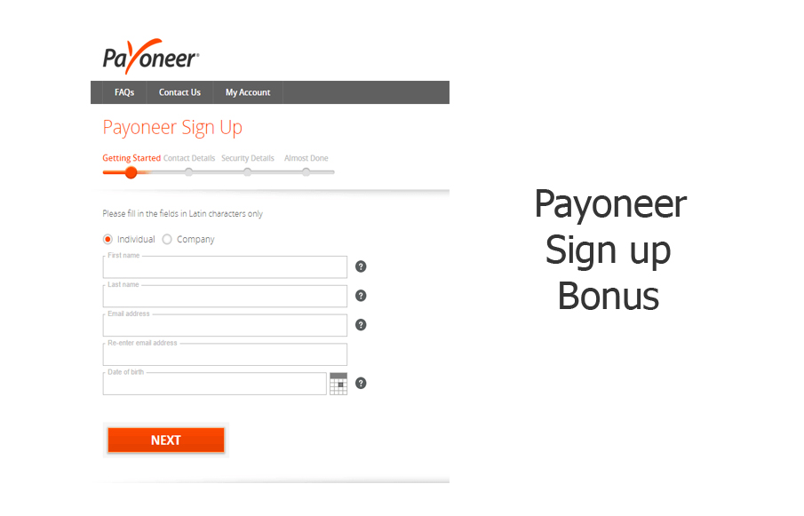 Payoneer Sign up Bonus