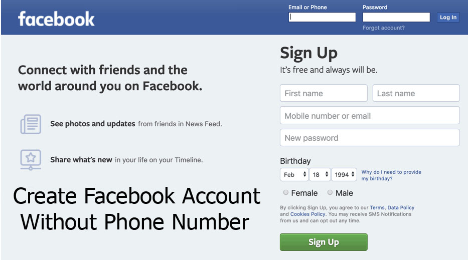 Create Facebook Account Without Phone Number