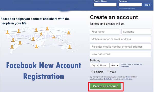 Facebook New Account Registration