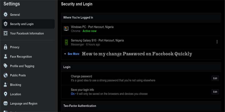 How to my change Password on Facebook Quickly