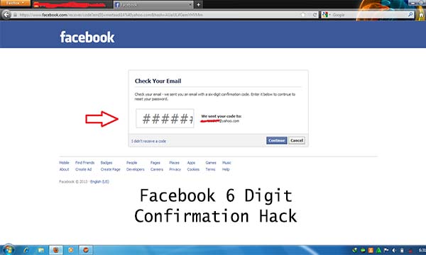 Facebook 6 Digit Confirmation Hack