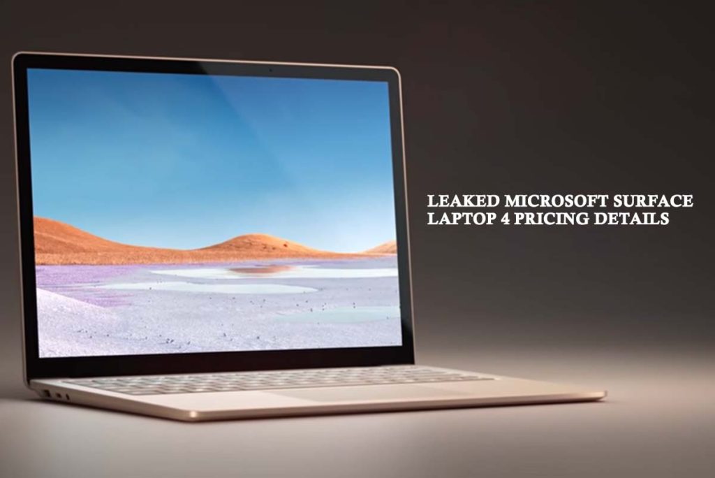 Leaked Microsoft Surface Laptop 4 Pricing Details