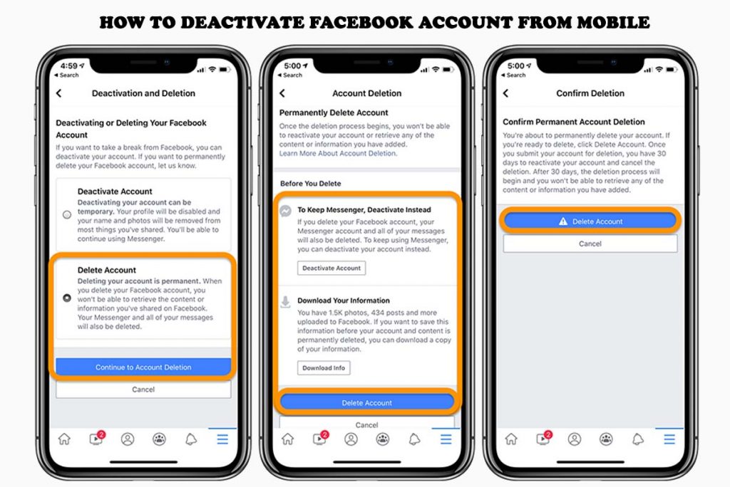 How to Deactivate Facebook Account from Mobile