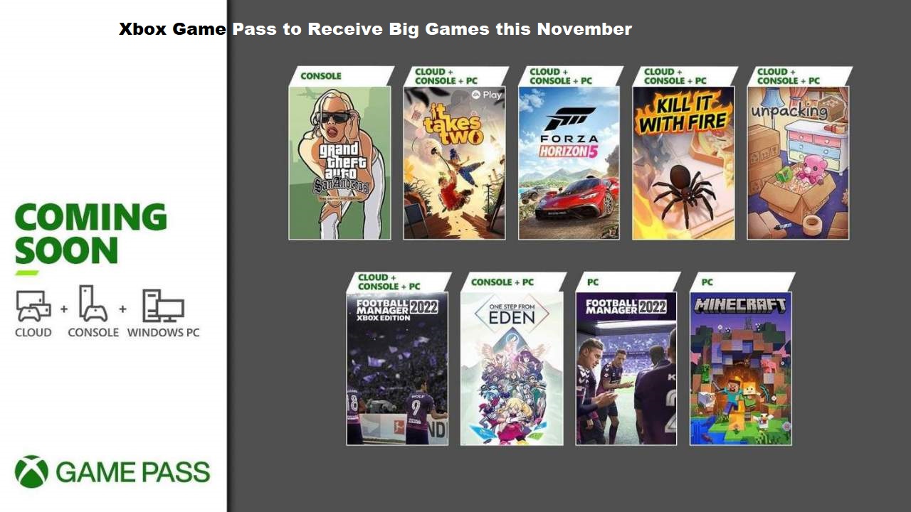 Xbox Game Pass to Receive Big Games this November