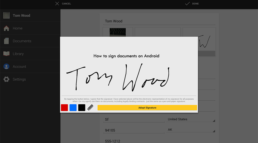 How to sign documents on Android