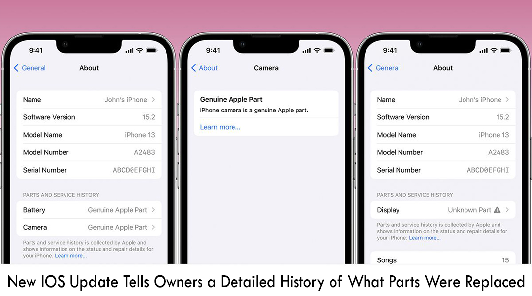 New IOS Update Tells Owners a Detailed History of What Parts Were Replaced