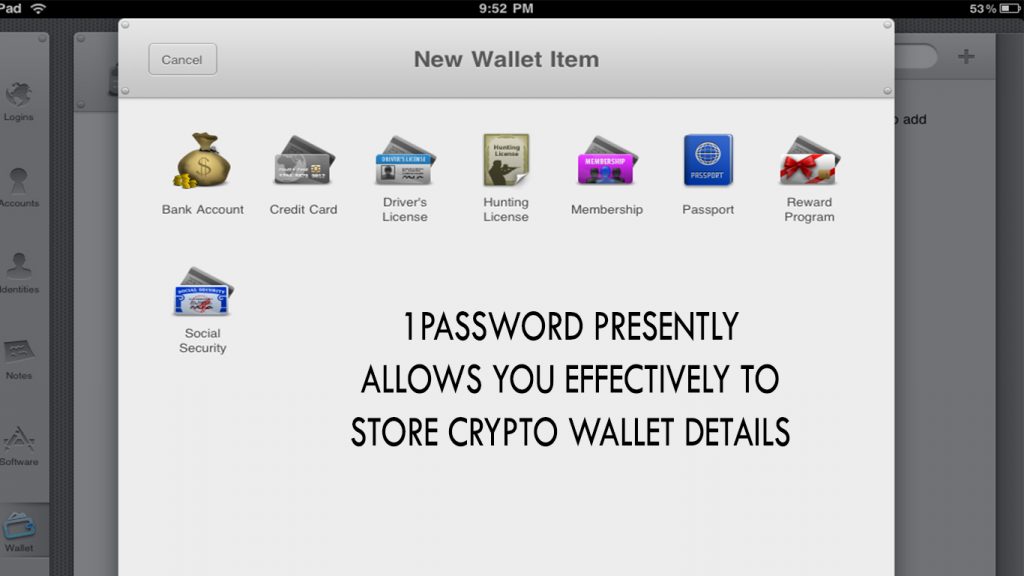 1Password Presently Allows You Effectively To Store Crypto Wallet Details