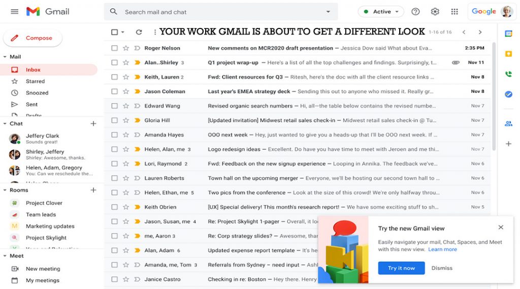 Your Work Gmail Is About To Get a Different Look
