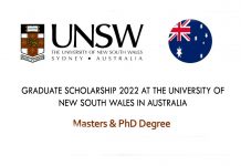 Graduate Scholarship 2022 At The University Of New South Wales in Australia