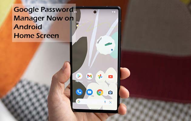 Google Password Manager Now on Android Home Screen