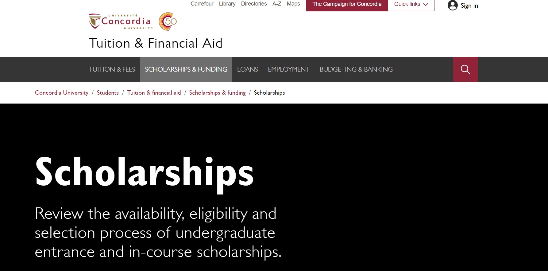 Concordia University Entrance Scholarships 2024 for International Students