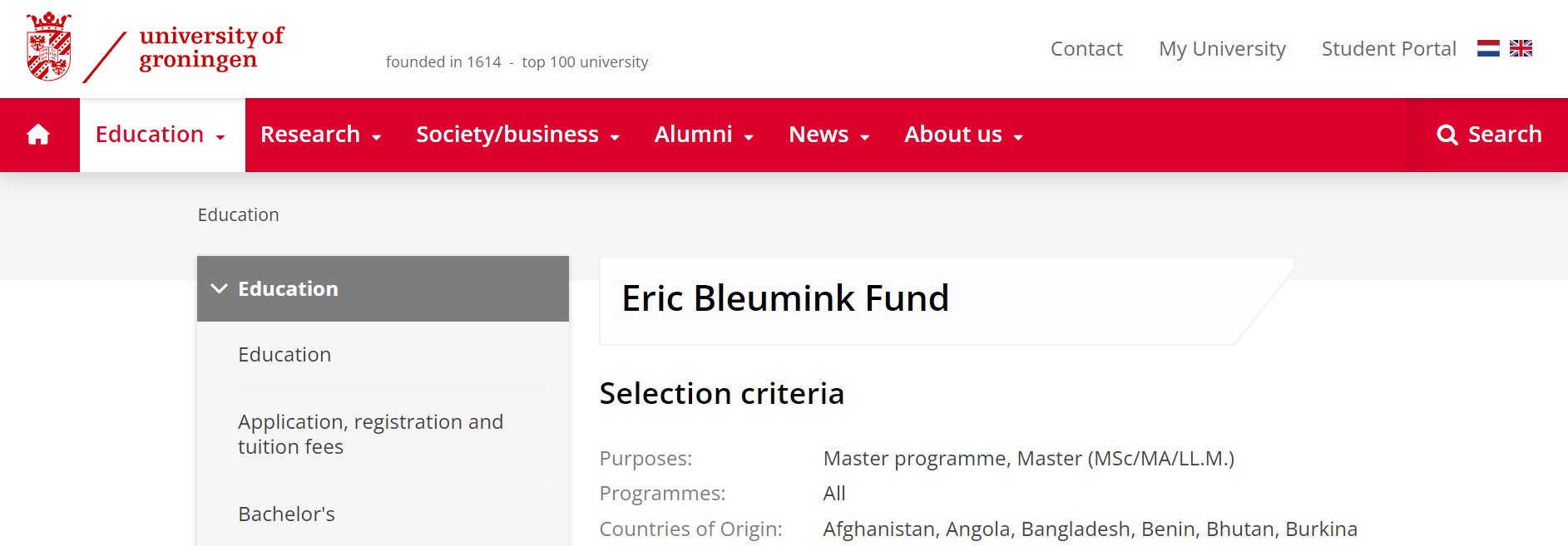 Eric Bleumink Scholarship in the Netherlands