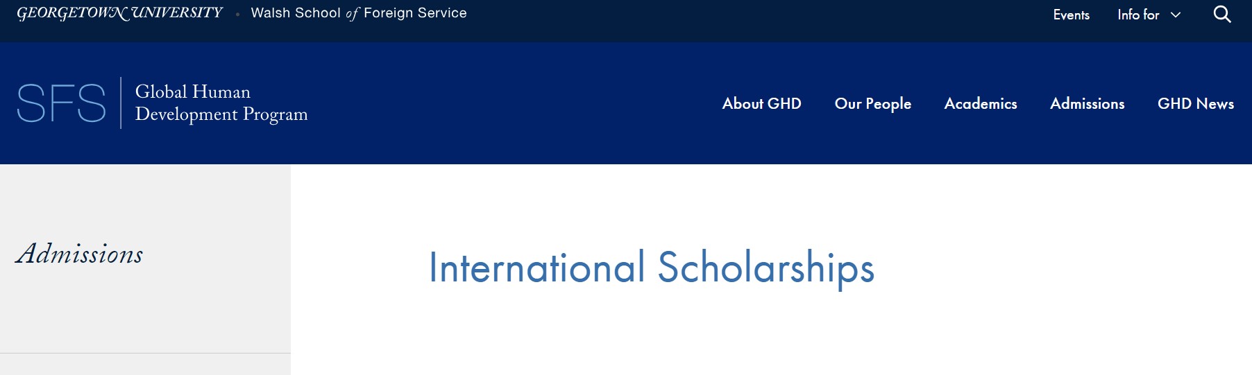 Georgetown University GHD Scholarship Program