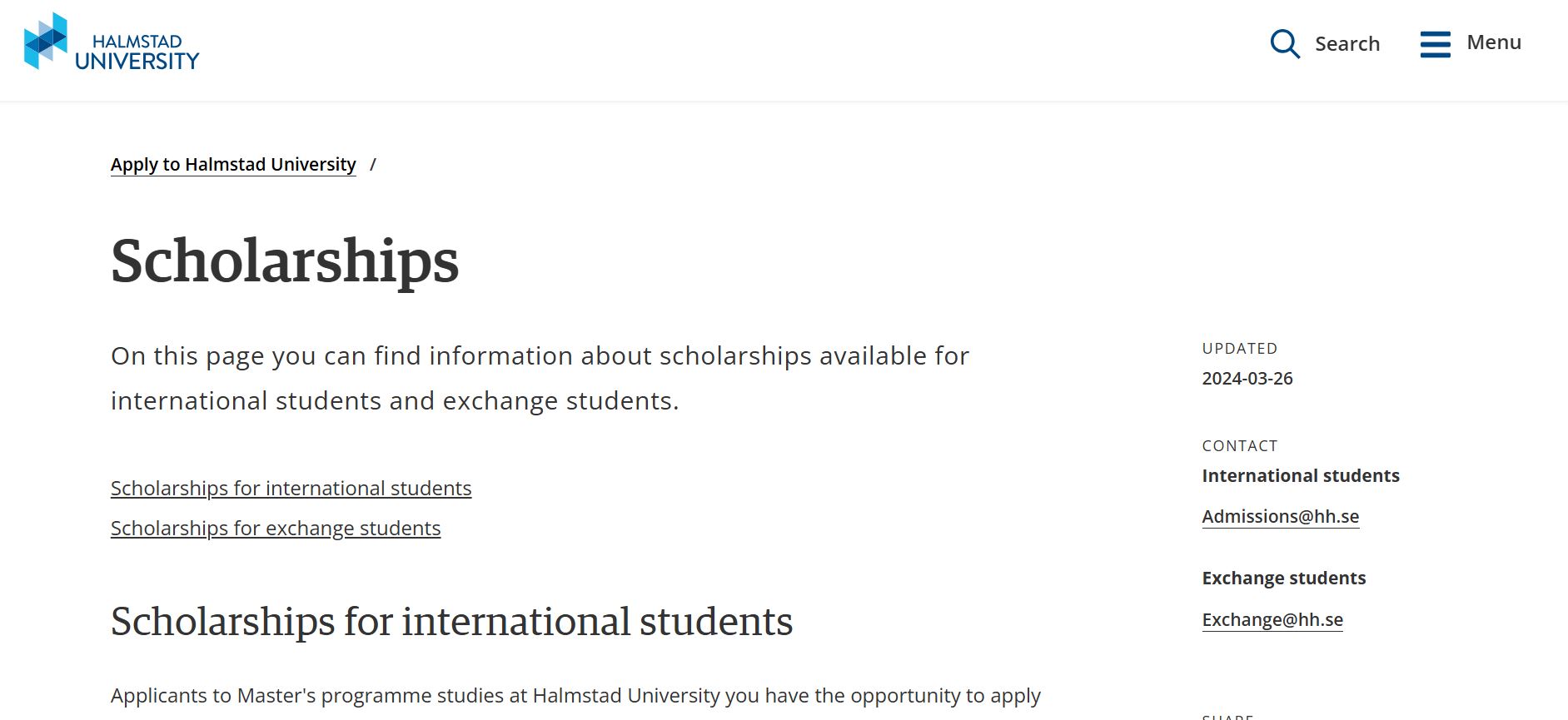 Halmstad University Scholarships