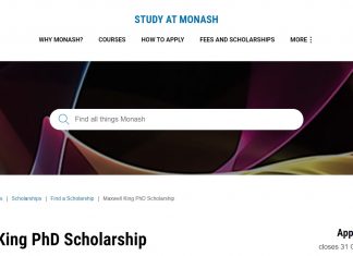 Maxwell King Scholarship at Monash University 2024