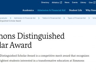 Simmons Distinguished Scholar Award 2024 For Undergraduate Students