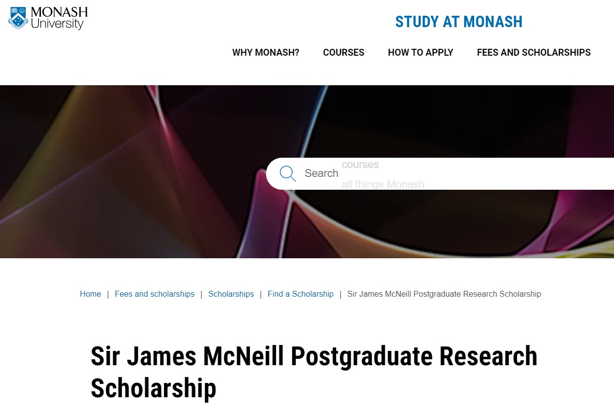 Sir James McNeill Postgraduate Research Scholarship