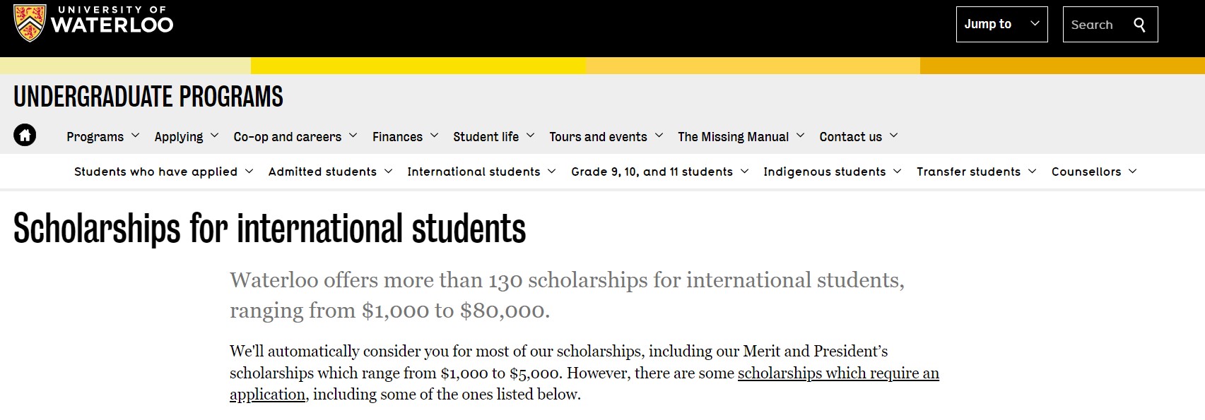 University Of Waterloo  Scholarships For International Students 2024