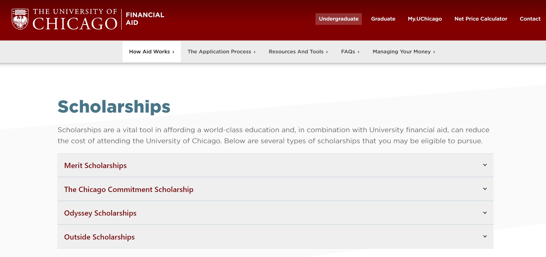 University of Chicago Undergraduate Scholarships 