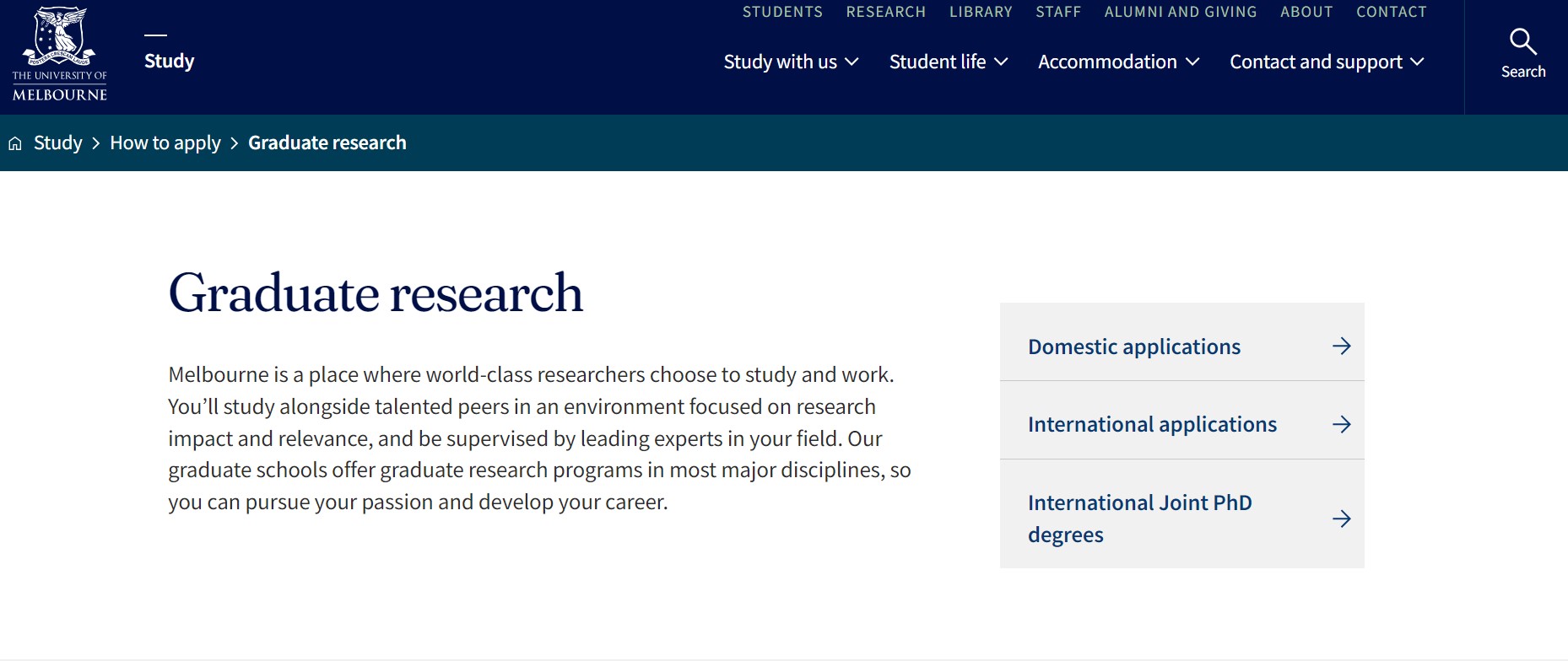 University of Melbourne Graduate Research Scholarships 