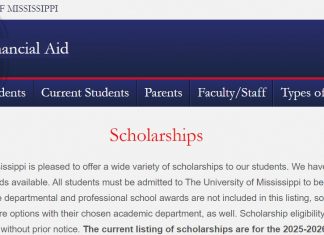 University of Mississippi Scholarship 2024