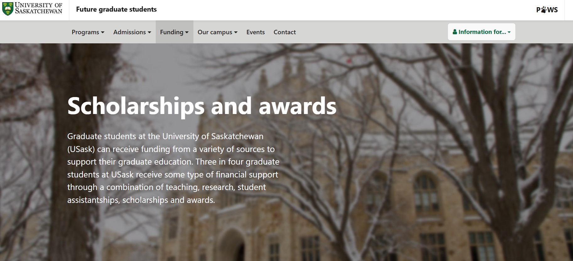 University of Saskatchewan Graduate Scholarship 2025