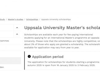 Apply For Uppsala Global Scholarship 2025