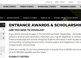 Douglas College Undergraduate Scholarships 2025/2026