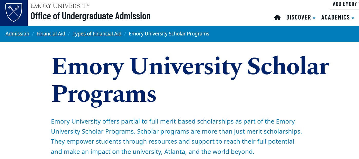 Emory University Undergraduate Scholarships 2025