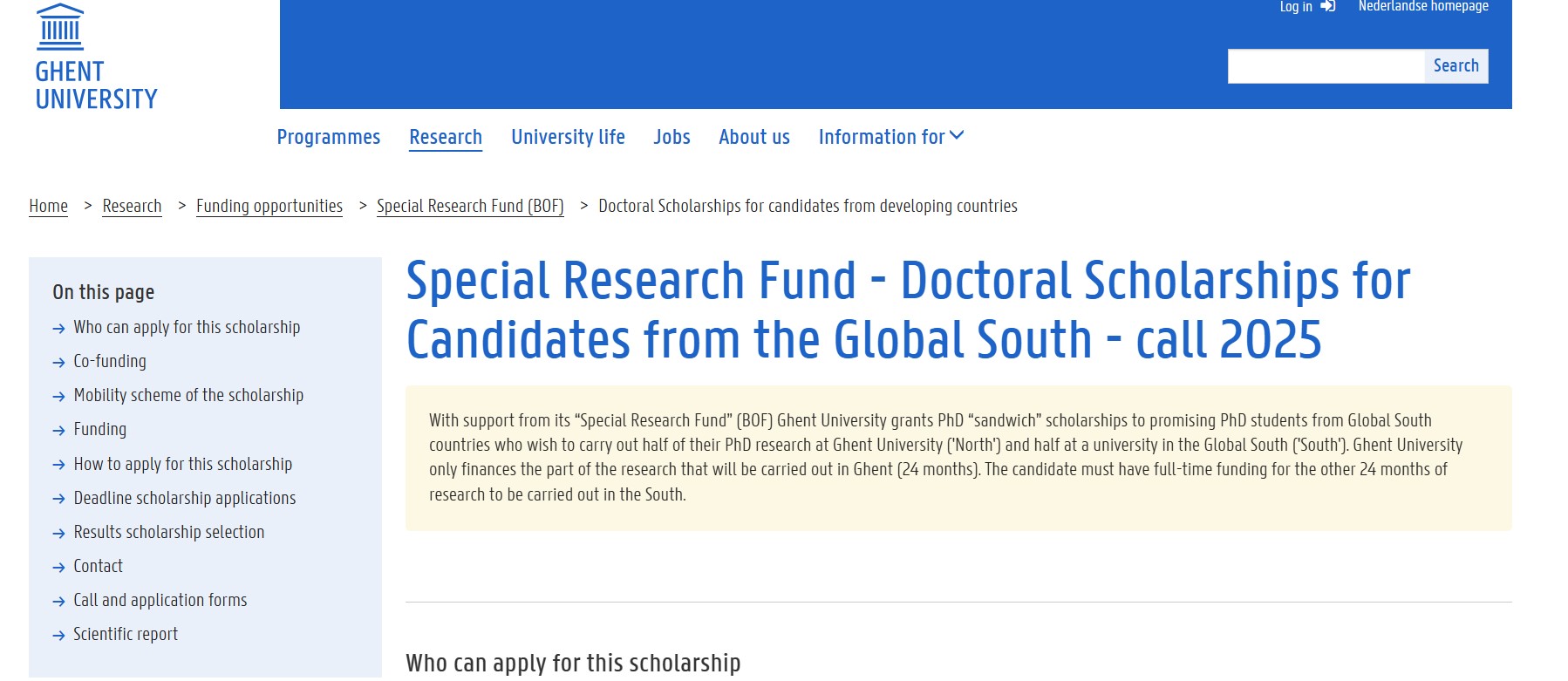 Ghent University PhD Scholarships 2025