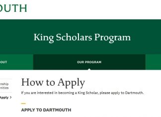 King Scholarship at Dartmouth College 2025