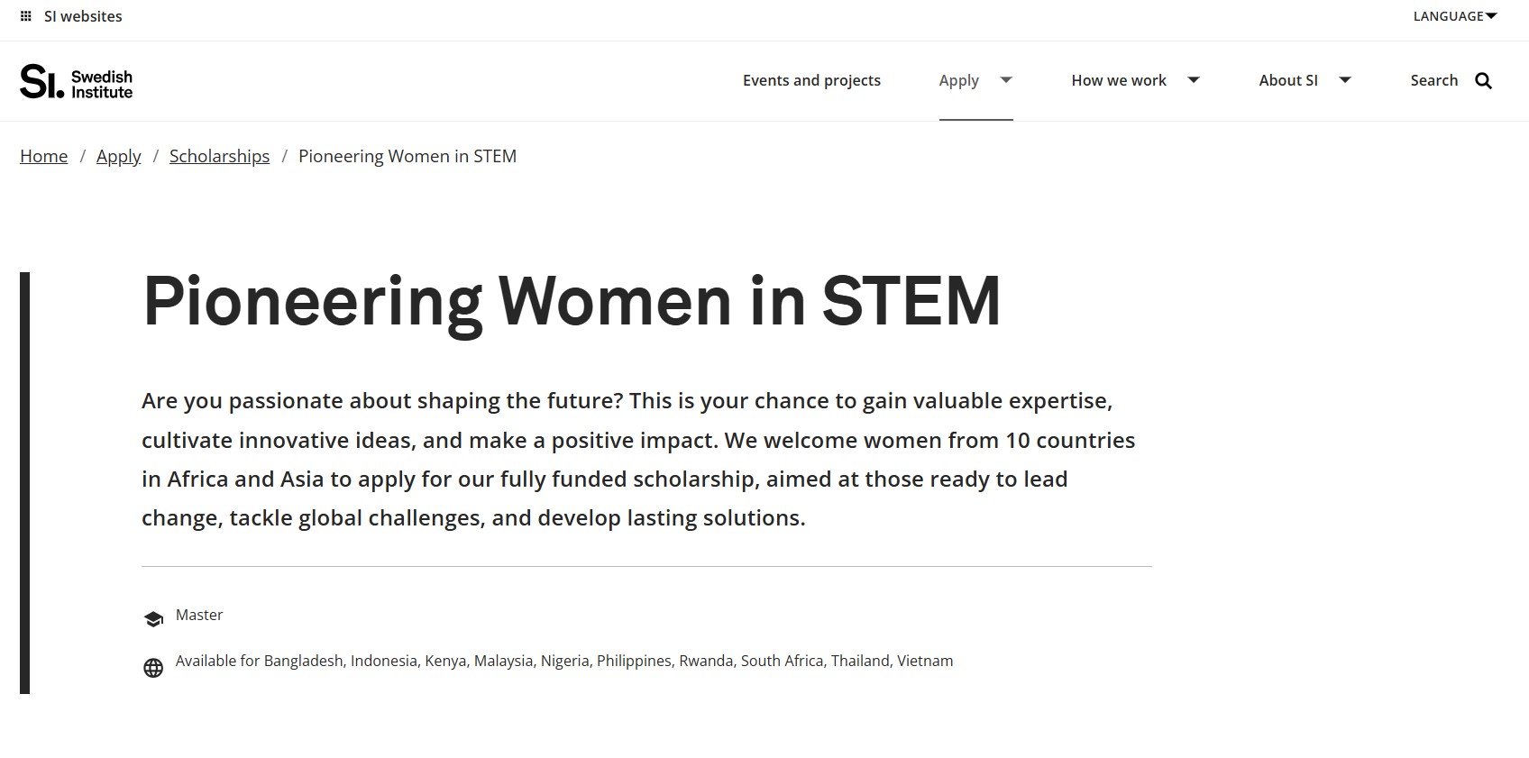 SI Women in STEM Scholarship 2025