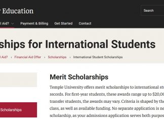 Temple University Undergraduate Scholarship 2025