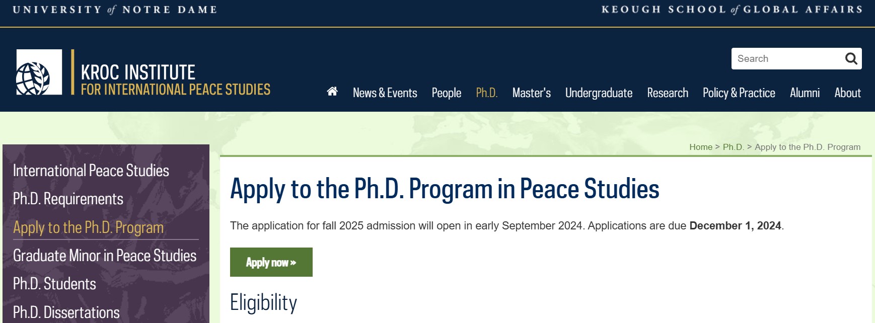 University Of Notre Dame Peace Studies Scholarship 