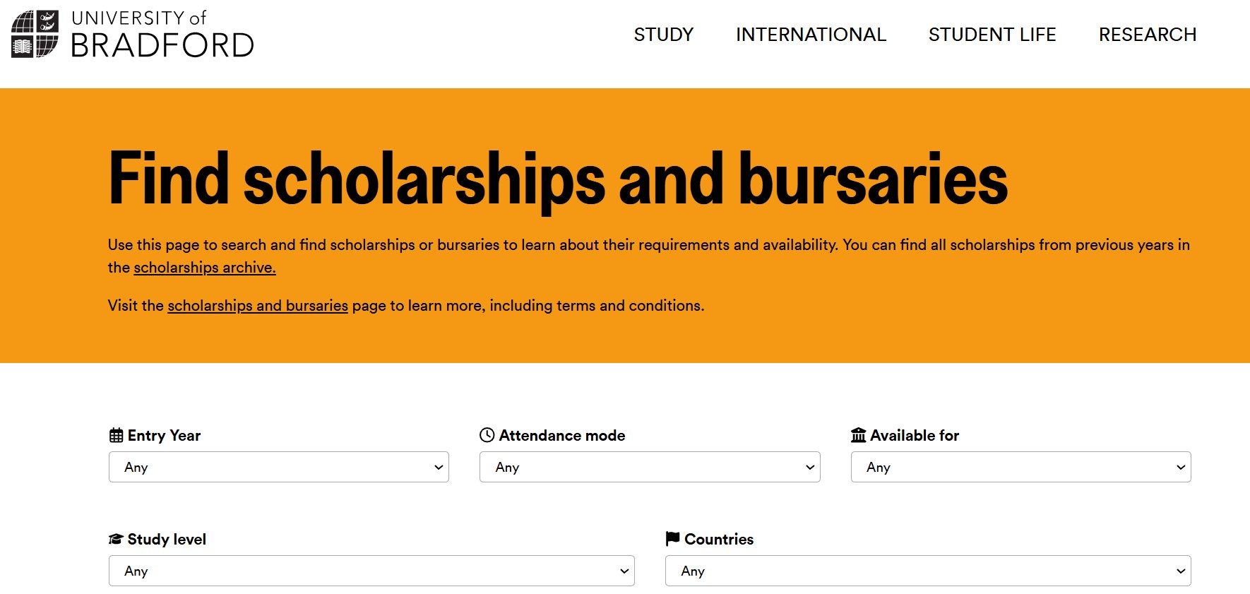 University of Bradford Scholarships