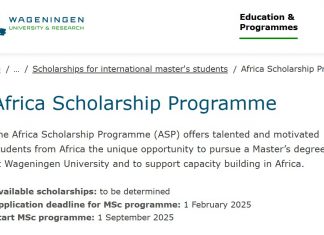 Wageningen University Africa Scholarship