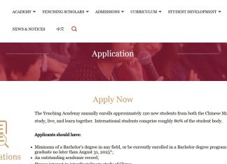 Yenching Academy Scholarship in China 2025