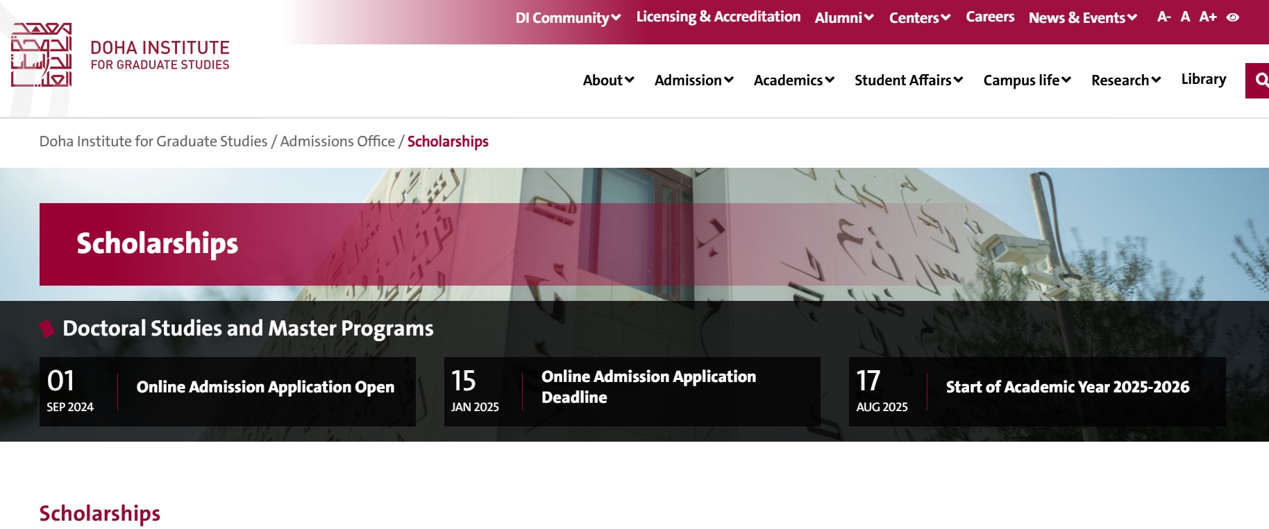 Doha Institute for Graduate Studies Scholarships 2025