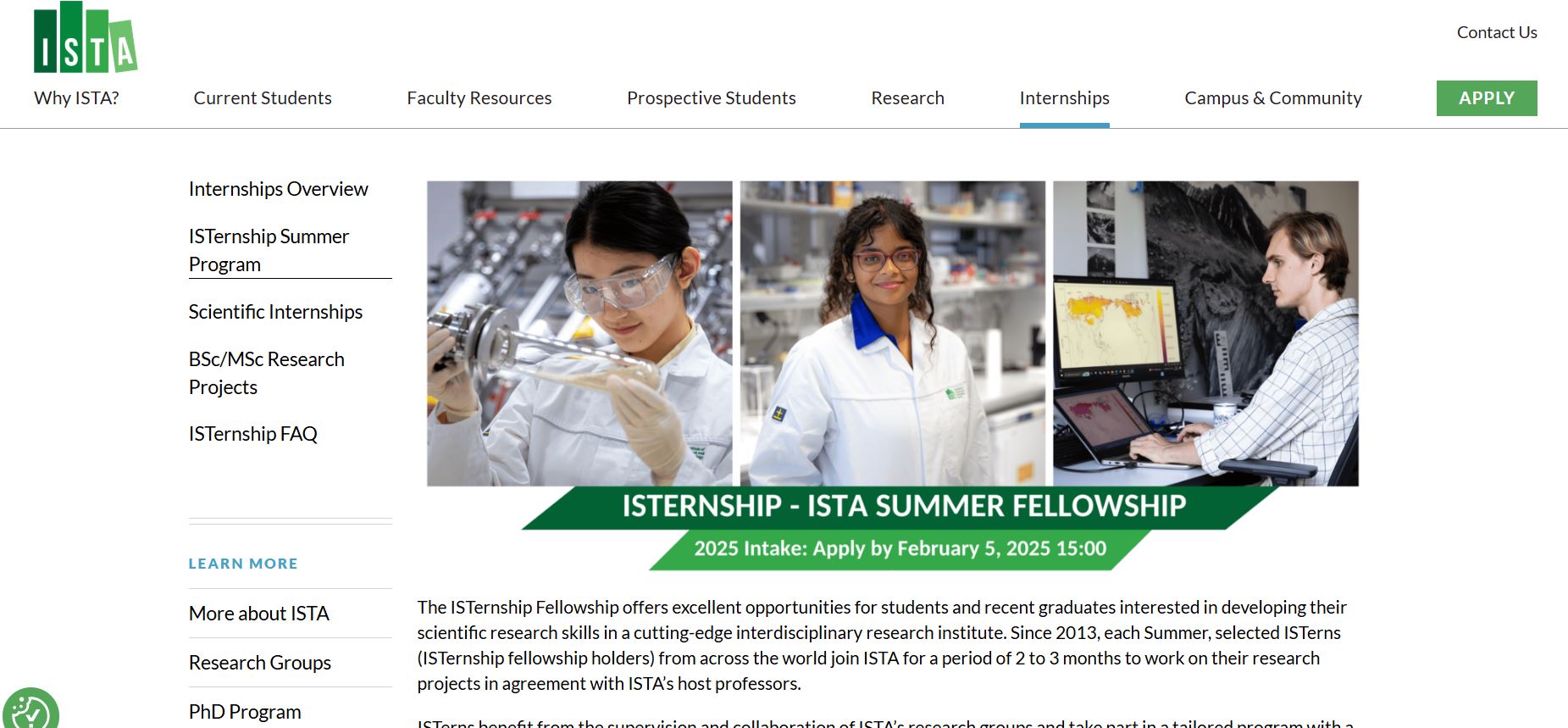 ISTA Summer Fellowship 2025 in Austria