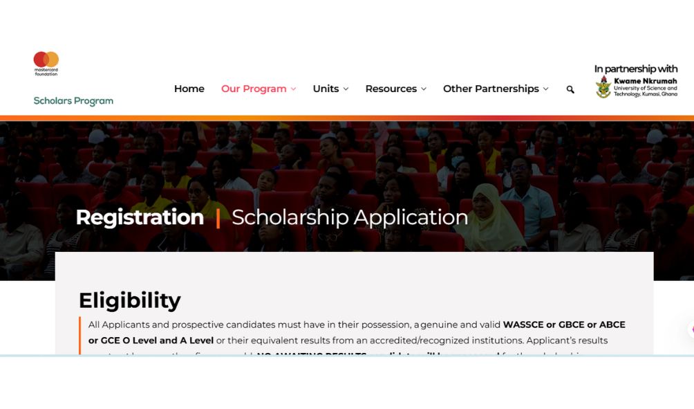 Mastercard Foundation Scholarship 2025