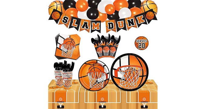 Basketball Party Tableware Supplies Set Slam Dunk March Madness Disposable Table Buffet Decoration